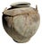 Large Grey and Red Terracotta Pot with Rattan Handles and Crossbars, 1960s For Sale