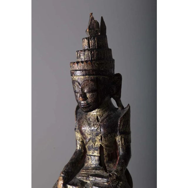 Burmese Artist, Shakyamuni Laos Buddha, 19th Century, Lacquered Wood For Sale - Image 6 of 9