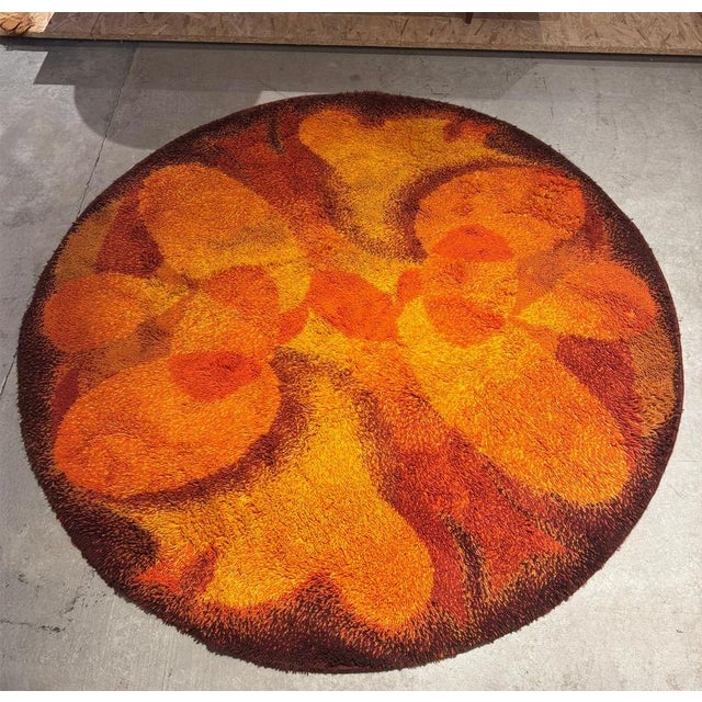Vintage Orange Wool Rug, 1970s For Sale - Image 4 of 6