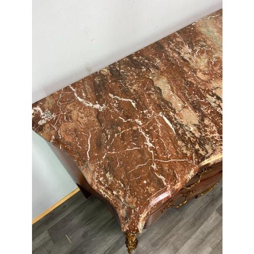 Vintage French Style Walnut Chest of Drawers with Marble Top For Sale - Image 14 of 17