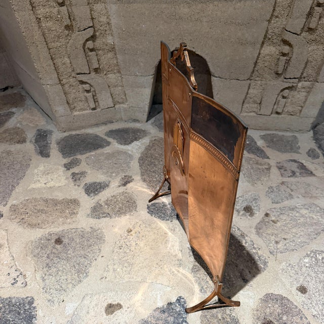 Antique Art Deco Copper Fireplace Screen, Neoclassical Lines For Sale - Image 9 of 14
