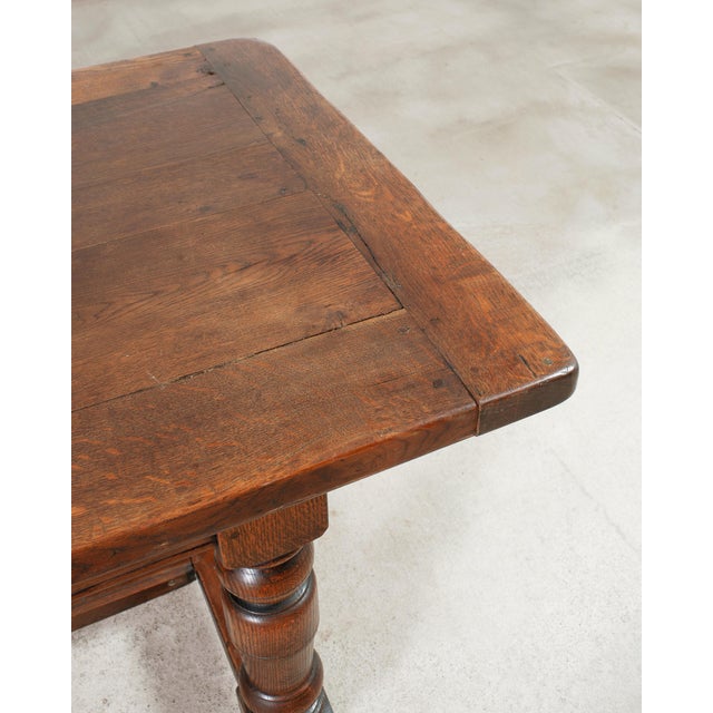 Country French Provincial Oak Farmhouse Dining Table 9 Ft For Sale - Image 11 of 18