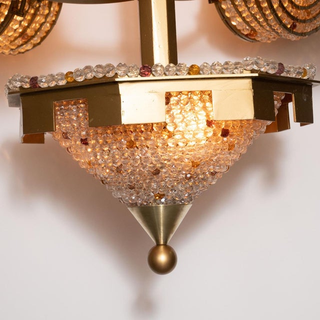 Beaded and Stained Glass Foliate Motif Chandelier by Marcelo Bessa For Sale - Image 9 of 13
