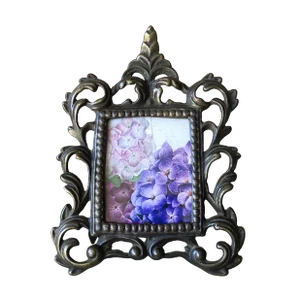 Circa 1980 Baroque-Style Bronze & Gilt Acanthus Leaf Cast Iron Easel Back Picture Frame