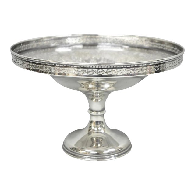 Vintage Barker Ellis England Silver Plated Pedestal Compote Tazza Candy Dish For Sale