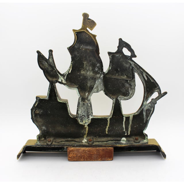 English Circa 1900 English Large Brass Ship Doorstop For Sale - Image 3 of 6