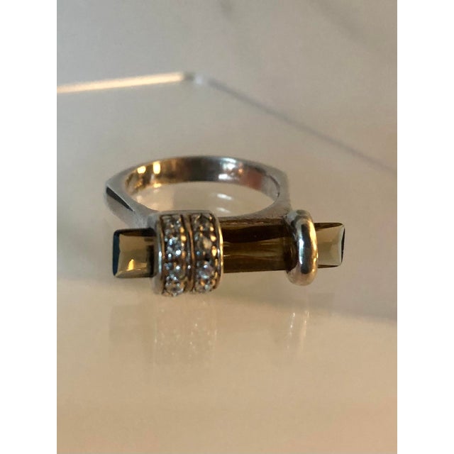 Mid-Century Modern Mid 20th Century Abstract Smoky Topaz Sterling Ring (Size 9) For Sale - Image 3 of 10