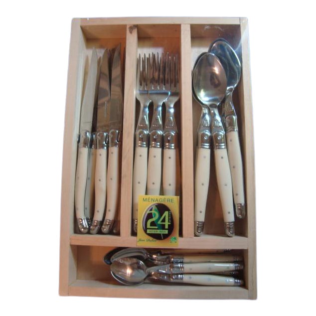 Dubost for Laguiole French Ivory Color Flatware Set 24 Pieces Chairish