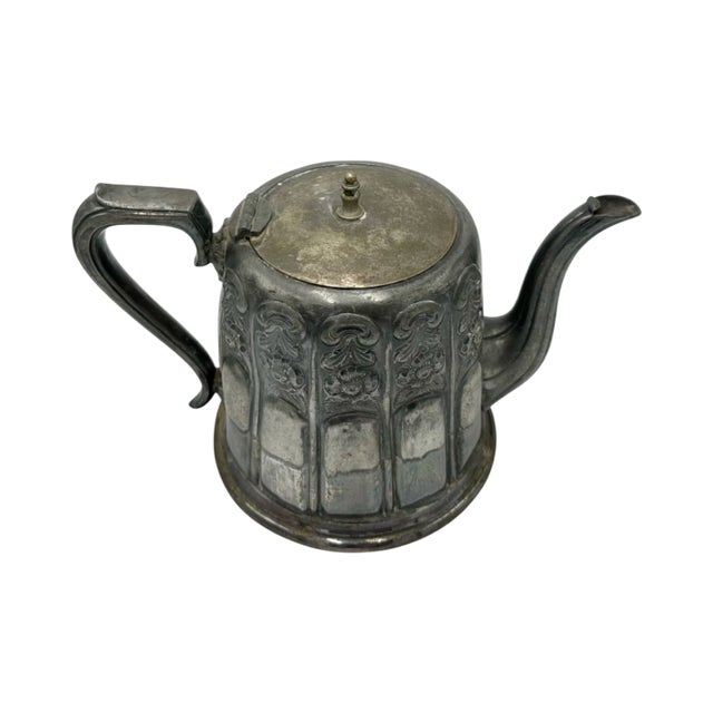 Sheffield Antique English Sheffield Silverplate Teapot by Frank Mills | Hannover Works | Repoussé Floral For Sale - Image 4 of 10