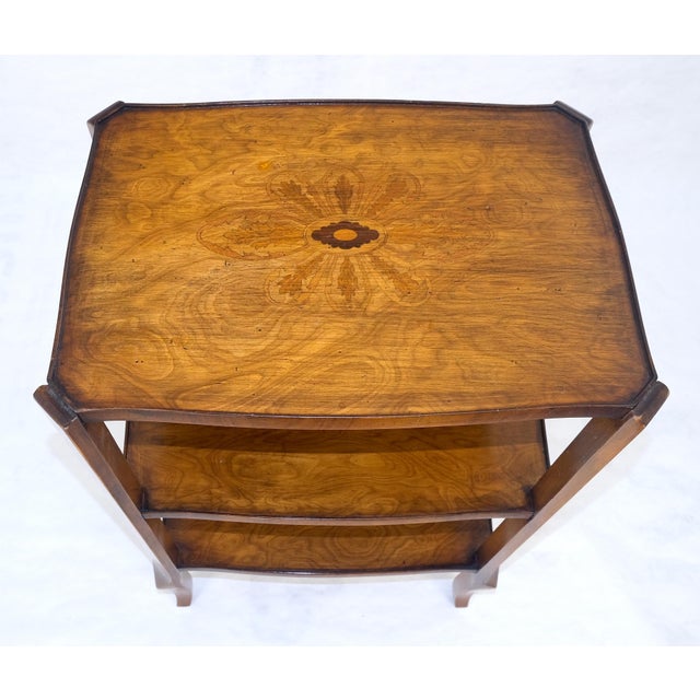 Fine Italian Inlaid 3 tier Stand Side End Table Mini Etagere Stunning MINT For Sale - Image 13 of 16