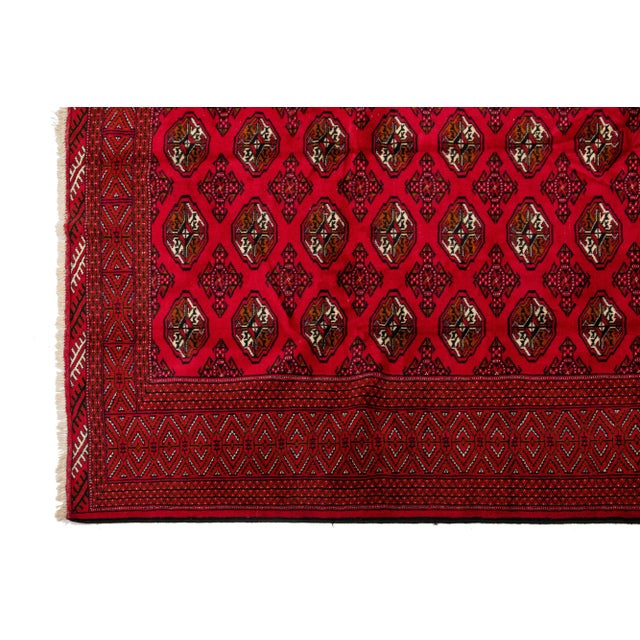 1960s Red 1960s Handmade Persian Wool Rug With Geometric Motif For Sale - Image 4 of 7