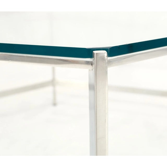 Polished Stainless Steel Hexagon Glass Top Custom MidCentury Coffee