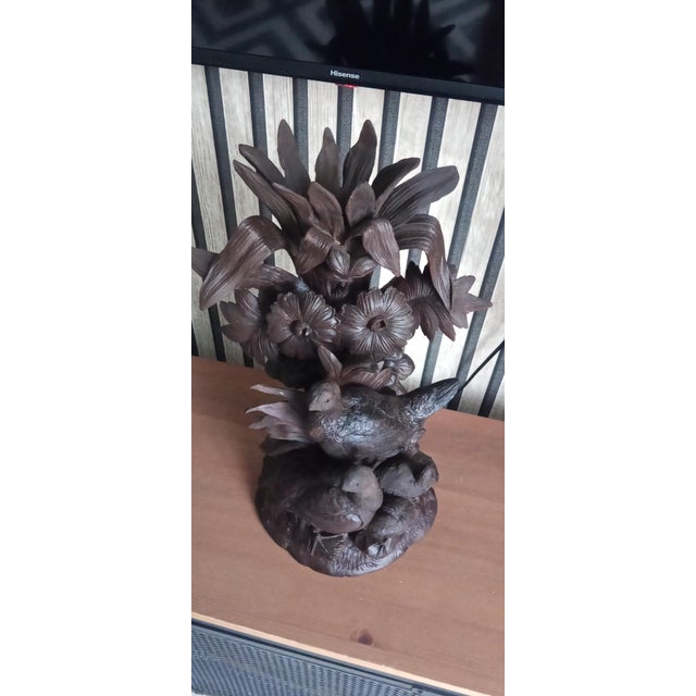 Large Black Forest Vase Holder with Antique Glass, 1890s For Sale - Image 3 of 10