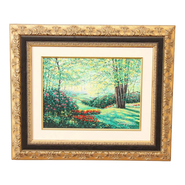 Early 21st Century Schaefer Miles 'Keukenhof Vista' Embellished Canvas Print, Custom Framed For Sale