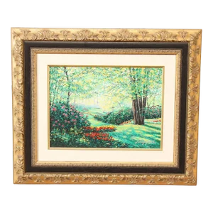 Early 21st Century Schaefer Miles 'Keukenhof Vista' Embellished Canvas Print, Custom Framed