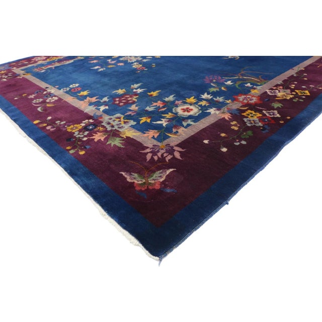 Antique Chinese Art Deco Rug with Jazz Age Chinoiserie Style 08'09 x 11'06. This hand-knotted wool antique Chinese Art...