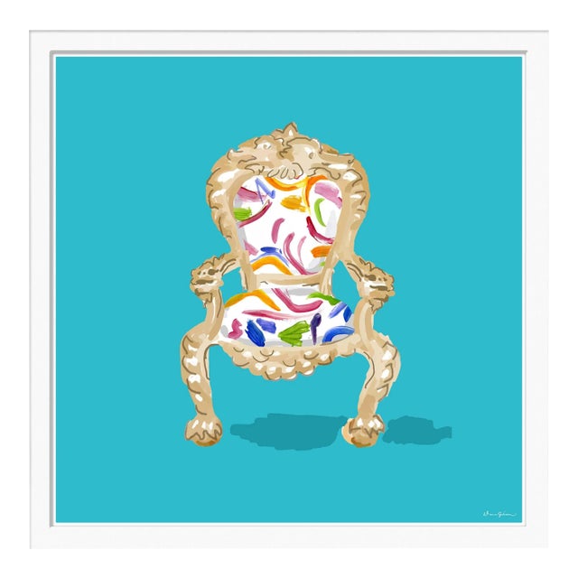 Palace Chair, Turquoise By Dana Gibson, Framed Art Print For Sale