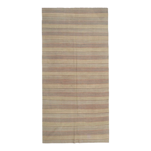 Faded Vintage Striped Kilim Rug - 5`5" X 11`0" For Sale
