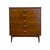 This authentic Mid-Century Modern tallboy chest by Bassett Furniture features a rich walnut finish, sculpted wood pulls,...