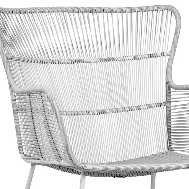 Outdoor White Rope Dining Arm Chair For Sale - Image 4 of 4