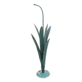 Vintage Painted Metal Daffodil Floor Lamp, England, 1920s For Sale