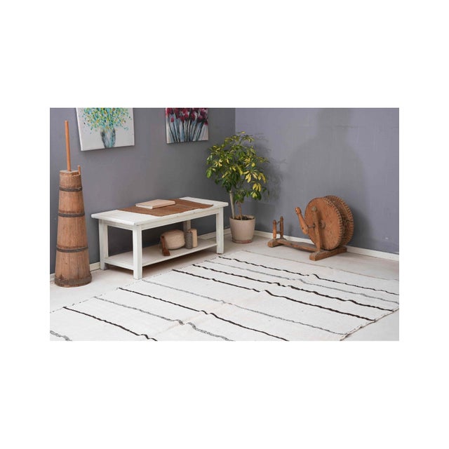 1960s Striped Vintage Turkish Hemp Kilim Rug - 6`4" X 9`0" For Sale - Image 5 of 6