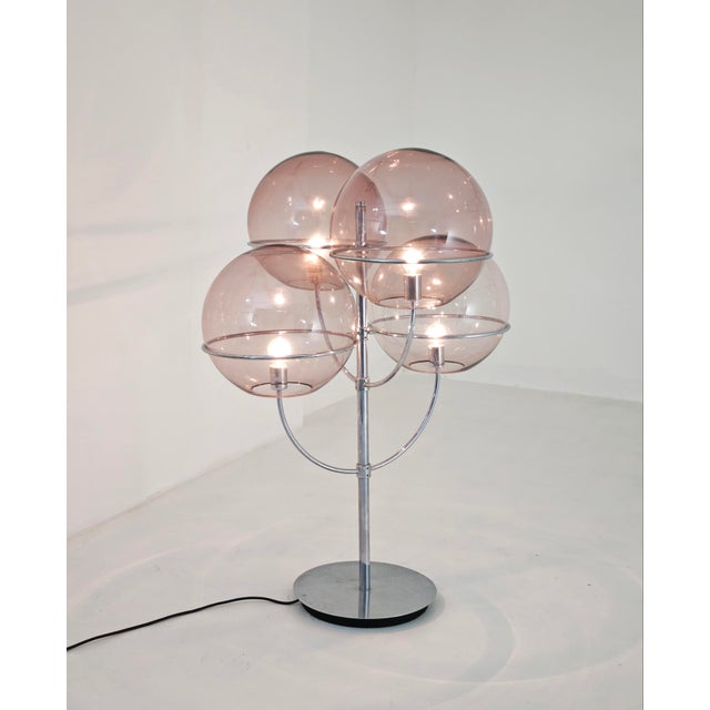 Pink Model Lyndon Floor Lamp in Glass and Chromed Metal by Vico Magistretti for Oluce, Italy, 1977 For Sale - Image 8 of 18
