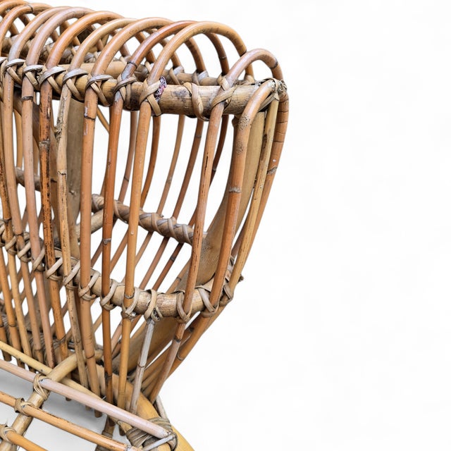Late 20th Century Attributed to Franco Albini Italian Pencil Reed Rattan Chair For Sale - Image 11 of 16