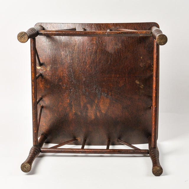 Vintage Egyptian Revival Turned Wood Low Stool For Sale - Image 4 of 12