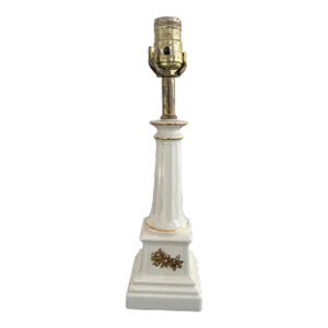 Late 20th Century Vintage Neoclassical Petite Fluted Column Table Lamp With Gold Accents