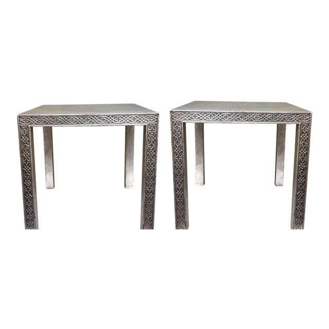 Baker Furn. Chinese Chippendale Style Side Tables - a Pair For Sale