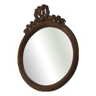 Antique Louis French Oak Mirror with Bow For Sale