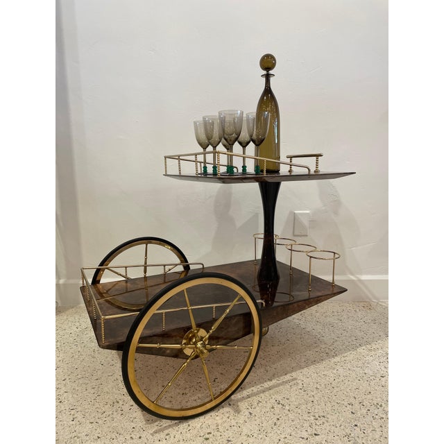 Aldo Tura Geometric Design Bar Cart For Sale - Image 14 of 18