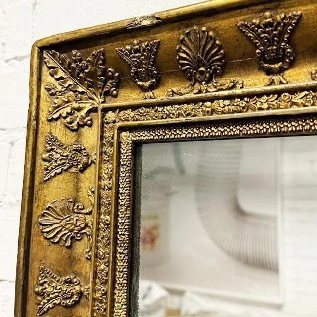 Wood Antique French First Empire Giltwood Mirror, 19th Century For Sale - Image 7 of 9