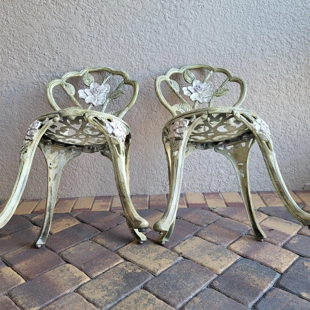 Vintage Cast Iron Victorian-Style Garden Chairs, a Pair For Sale - Image 10 of 11