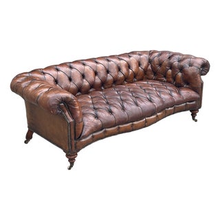 Antique Victorian Chesterfield Sofa in Brown Leather, 1880 For Sale