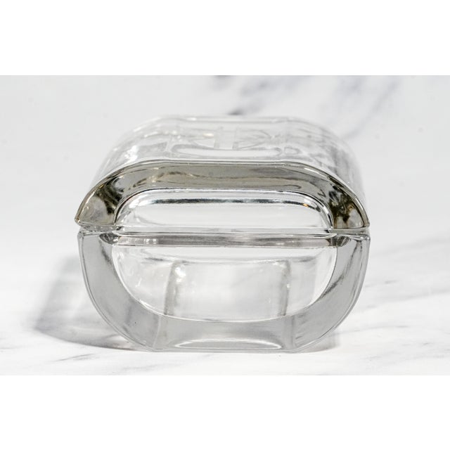 Heavy Crystal Glass Antique Jewelry Box Art Deco Monogrammed Br Trinket Box Luxury Home Decor For Sale - Image 9 of 13