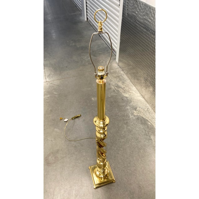 Brass Heavy Brass Triple-Helix Floor Lamp Manner of Chapman For Sale - Image 8 of 12