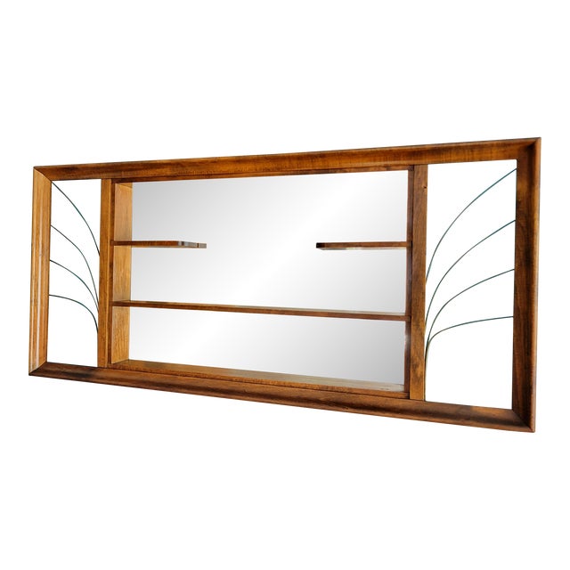 Mid-Century Modern Belart, Inc Wood Wall Shelf With Mirror For Sale