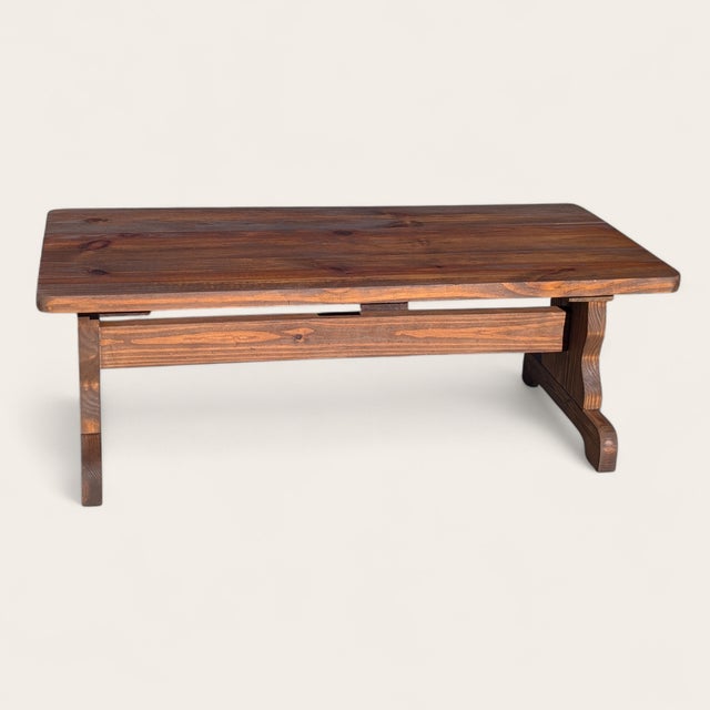 Vintage Farmhouse Trestle Coffee Table For Sale - Image 4 of 17