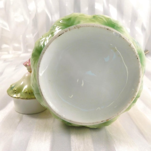 1940s Small Green and White Chocolate Pot With Matching Lid Signed Stelma For Sale - Image 9 of 10