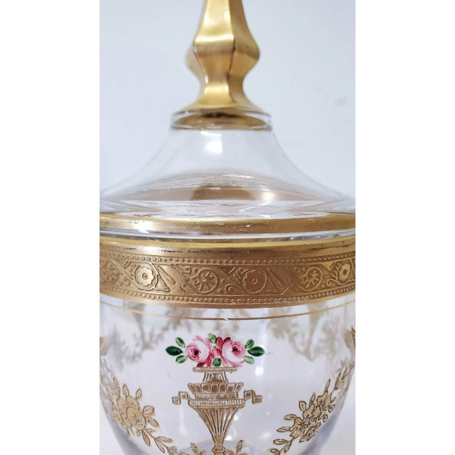 French Mid 19th Century French 40s Gilt Crystal Candy Dish With Lid For Sale - Image 3 of 8
