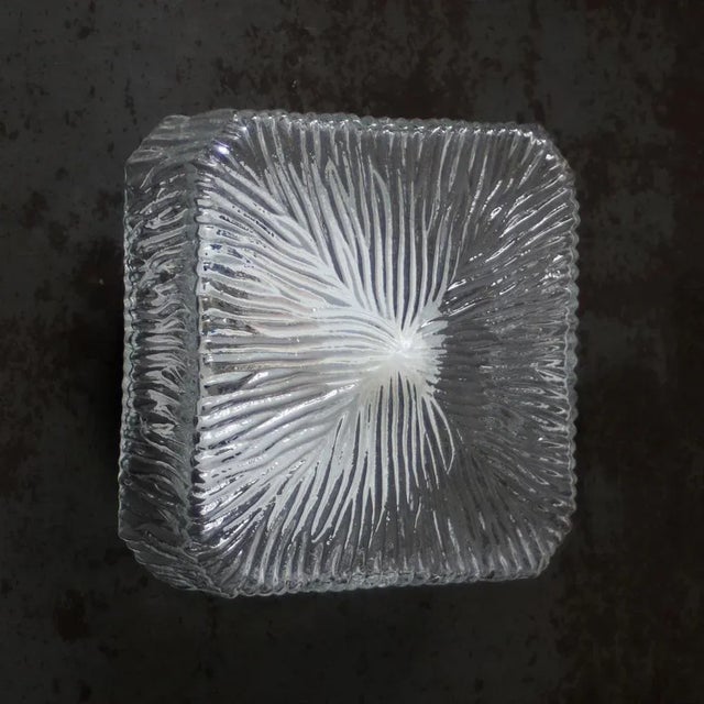 Mid-Century Square Clear Glass Wall Lamp Sconces For Sale - Image 9 of 11