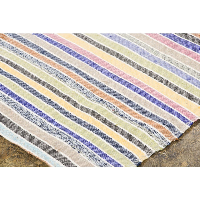 Rug & Kilim Vintage Panelled Kilim Wool Rug With Pastel Stripes by Rug & Kilim, 1950-1959 For Sale - Image 4 of 9