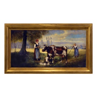 Emilio Pergola, Pastoral Scene with Cows, 1990s, Oil on Canvas For Sale