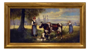 Emilio Pergola, Pastoral Scene with Cows, 1990s, Oil on Canvas