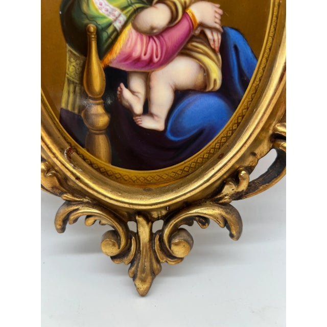 Rococo Antique Kpm Porcelain Style Plaque "Madonna Della Sedia" After Raphael For Sale - Image 3 of 6