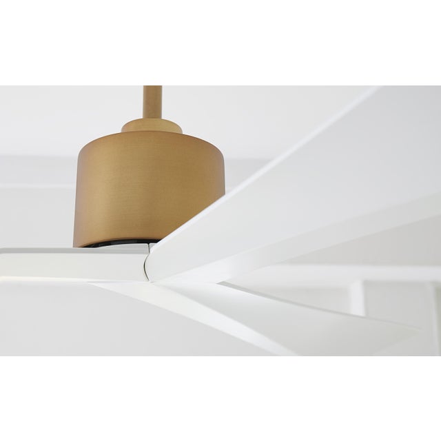 2020s Sean Lavin by Visual Comfort Fan Adler 60" Ceiling Fan in Burnished Brass and Matte White ABS For Sale - Image 5 of 9