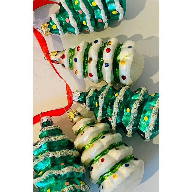 Shabby Chic Dozen Vintage European Christmas Ornaments Trees For Sale - Image 3 of 4