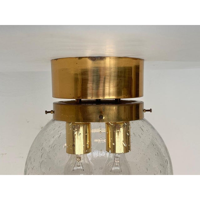 Art Glass and Brass Ceiling Light from Kamenicky Senov, 1970s For Sale - Image 8 of 10